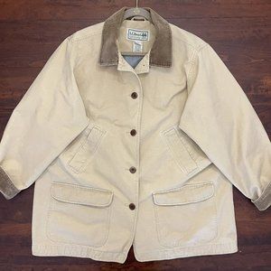 L.L. Bean Beige Utility Jacket with Brown Accents